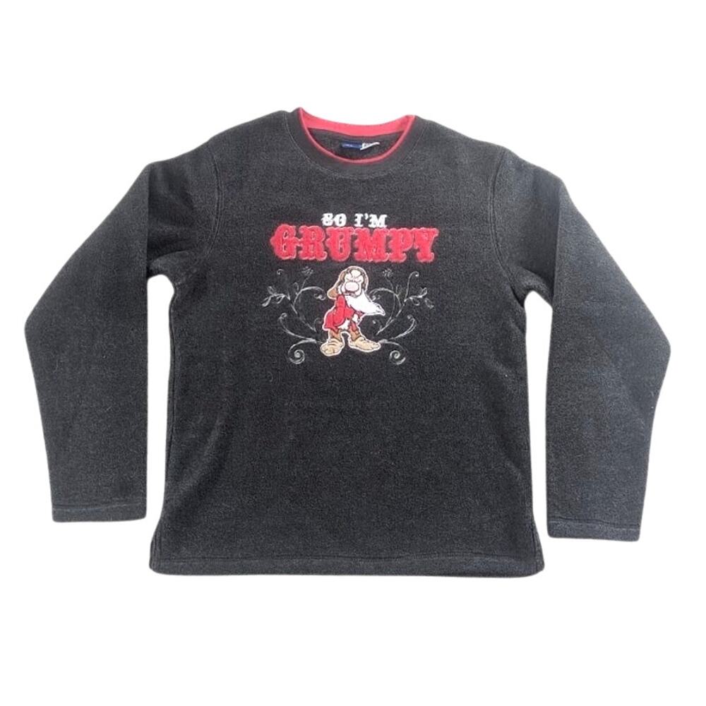 Disney Womens So I'm Grumpy Long Sleeve Pullover Fleece Grey Size M